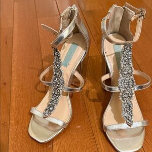 Betsey Johnson Silver Embellished Heels